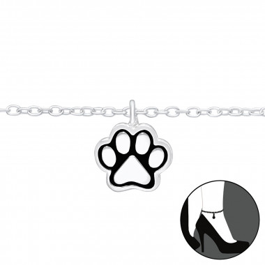 Paw Print - 925 Sterling Silver Silver Anklets SD42894