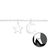 Moon And Star - 925 Sterling Silver Silver Anklets SD42897