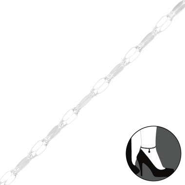 Flat - 925 Sterling Silver Silver Anklets SD43384