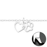 Heart And Paw - 925 Sterling Silver Silver Anklets SD43400