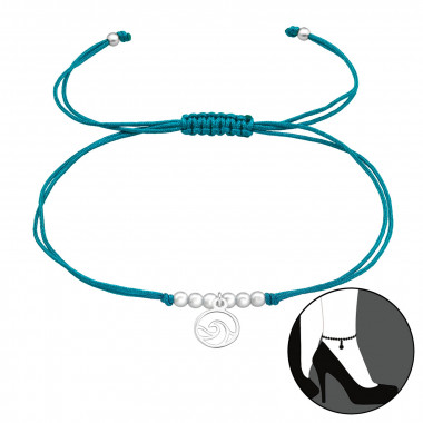 Wave - Nylon Cord Silver Anklets SD43845