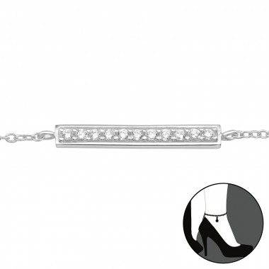 Bar - 925 Sterling Silver Silver Anklets SD44306