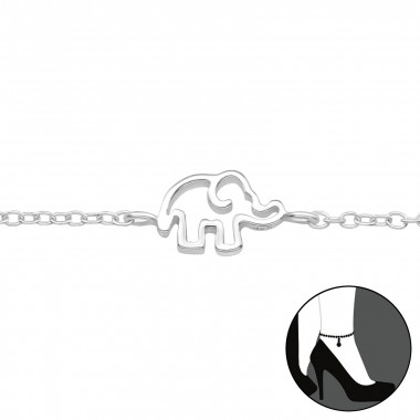 Elephant - 925 Sterling Silver Silver Anklets SD44308