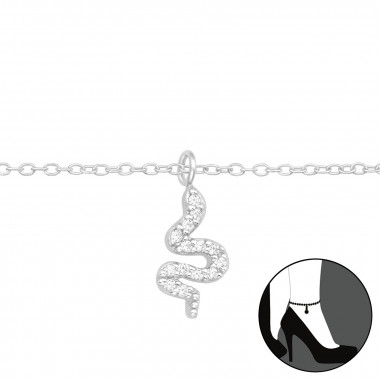 Snake - 925 Sterling Silver Silver Anklets SD44935