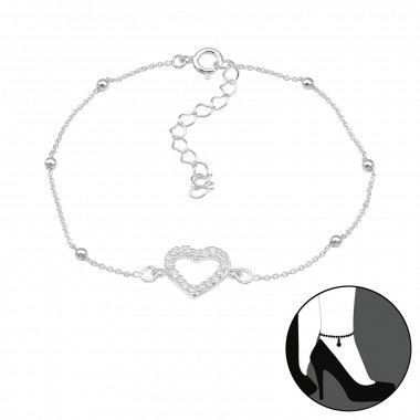 Heart - 925 Sterling Silver Silver Anklets SD45661