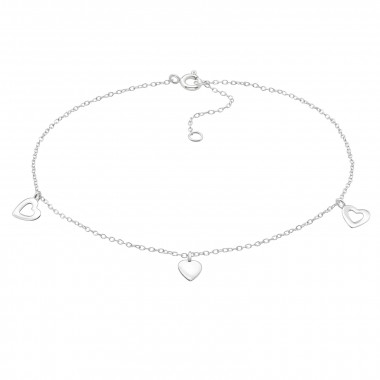 Hearts - 925 Sterling Silver Silver Anklets SD46267
