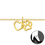 Heart And Paw - 925 Sterling Silver Silver Anklets SD47481