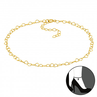 26cm Heart Chain - 925 Sterling Silver Silver Anklets SD47517