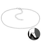 Round Link - 925 Sterling Silver Silver Anklets SD48115