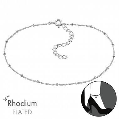 Cable Chain With Round Cylinders - 925 Sterling Silver Silver Anklets SD48643