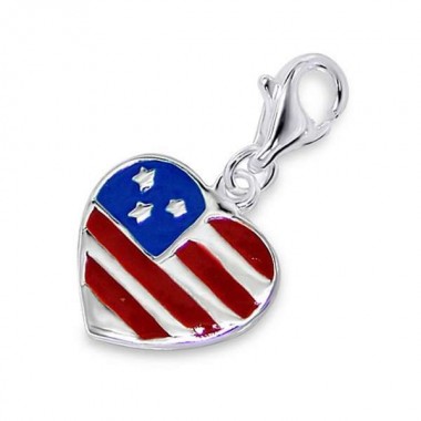 USA Flag - 925 Sterling Silver Clasp Charms SD10284