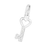 Key - 925 Sterling Silver Splitring Charms SD17472