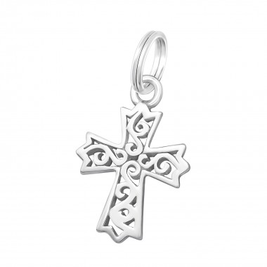 Cross - 925 Sterling Silver Splitring Charms SD17510