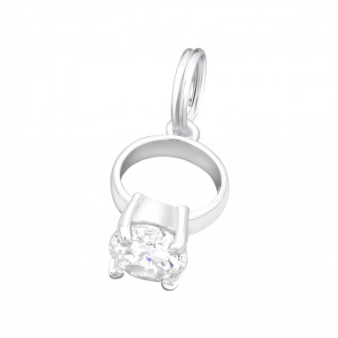 Diamond Ring - 925 Sterling Silver Splitring Charms SD30062