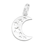 Moon And Stars - 925 Sterling Silver Splitring Charms SD44450