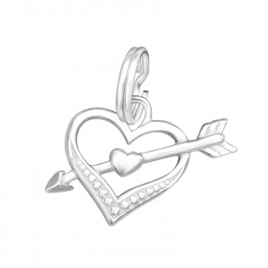 Heart And Arrow - 925 Sterling Silver Splitring Charms SD44455