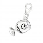 Wine Glass - 925 Sterling Silver Clasp Charms SD11372 Wine Glass - 925 Sterling Silver Clasp Charms SD11372
