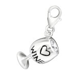 Wine Glass - 925 Sterling Silver Clasp Charms SD11372
