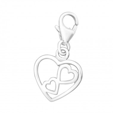 Double Heart - 925 Sterling Silver Clasp Charms SD22391
