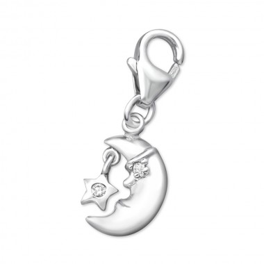 Crescent Moon - 925 Sterling Silver Clasp Charms SD3017