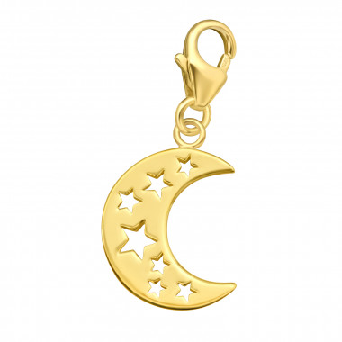 Crescent Moon - 925 Sterling Silver Clasp Charms SD44451