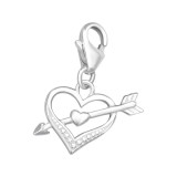 Heart And Arrow - 925 Sterling Silver Clasp Charms SD44454