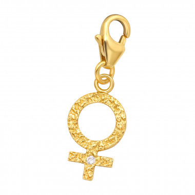Female Gender Sign - 925 Sterling Silver Clasp Charms SD44478