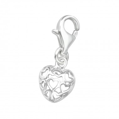 Filigree Heart - 925 Sterling Silver Clasp Charms SD861