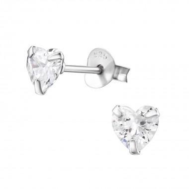 Heart - 925 Sterling Silver Basic Stud Earrings SD1005