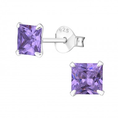 Square - 925 Sterling Silver Basic Stud Earrings SD1006