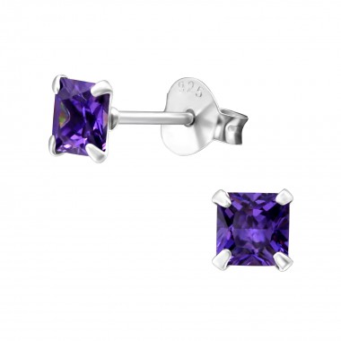 Square - 925 Sterling Silver Basic Stud Earrings SD1007