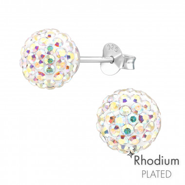 Ball - 925 Sterling Silver Basic Stud Earrings SD10100