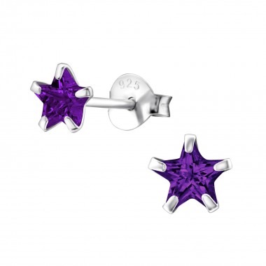 Star - 925 Sterling Silver Basic Stud Earrings SD1014