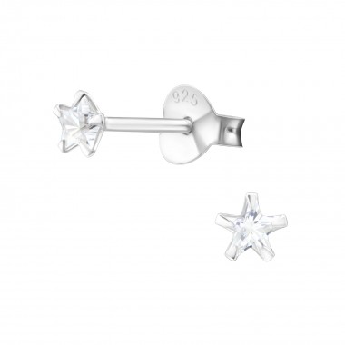 Star - 925 Sterling Silver Basic Stud Earrings SD10385
