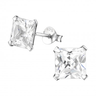 Square - 925 Sterling Silver Basic Stud Earrings SD11611