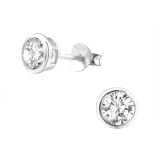 Round - 925 Sterling Silver Basic Stud Earrings SD15123