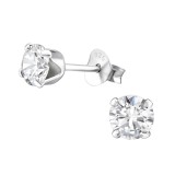 Round - 925 Sterling Silver Basic Stud Earrings SD15520