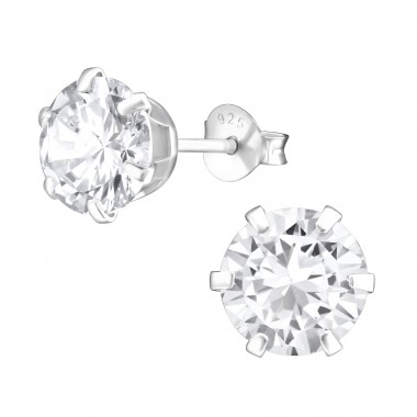 Round - 925 Sterling Silver Basic Stud Earrings SD15523