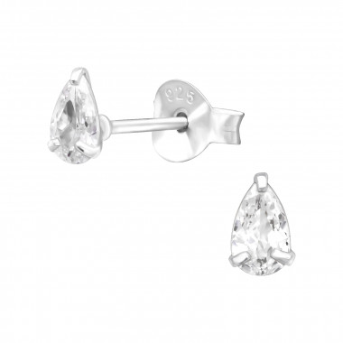 Tear Drop - 925 Sterling Silver Basic Stud Earrings SD15983