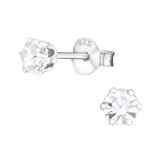 Faceted - 925 Sterling Silver Basic Stud Earrings SD16395