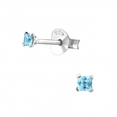 Square - 925 Sterling Silver Basic Stud Earrings SD16714