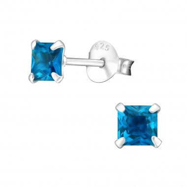 Square - 925 Sterling Silver Basic Stud Earrings SD16715