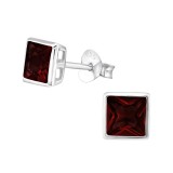 Square - 925 Sterling Silver Basic Stud Earrings SD18400