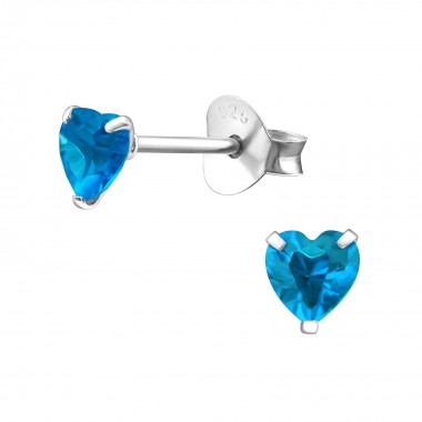 Blue Heart - 925 Sterling Silver Basic Stud Earrings SD19033