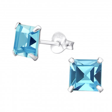 Square - 925 Sterling Silver Basic Stud Earrings SD20575