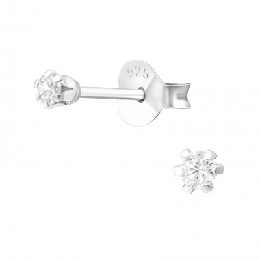 Round - 925 Sterling Silver Basic Stud Earrings SD20994