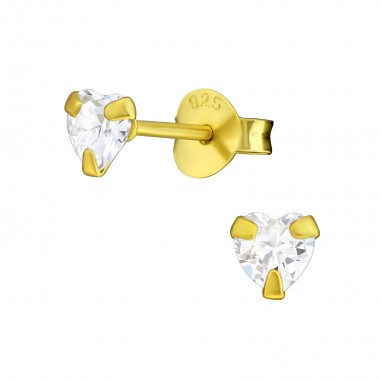 Heart - 925 Sterling Silver Basic Stud Earrings SD21809