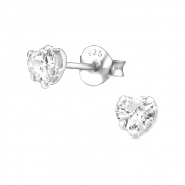 Heart - 925 Sterling Silver Basic Stud Earrings SD23040