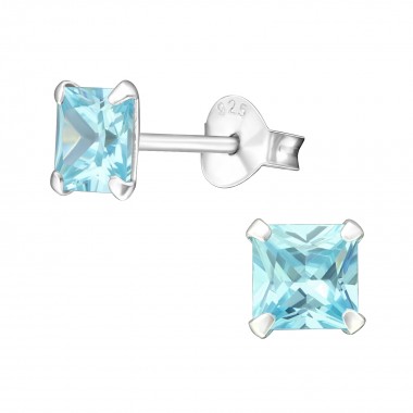 Square - 925 Sterling Silver Basic Stud Earrings SD23831