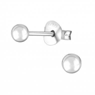 Ball - 925 Sterling Silver Basic Stud Earrings SD2400